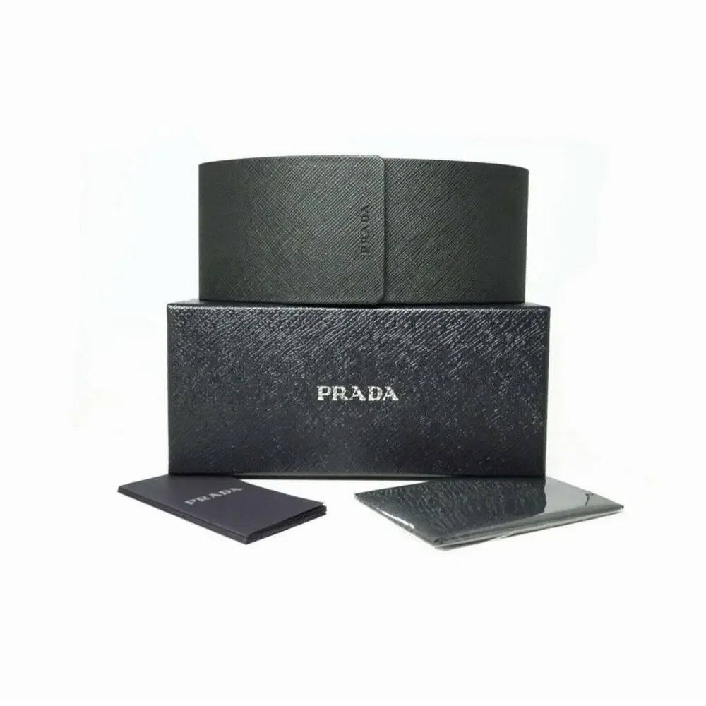 PRADA PR A22S 16K08Z Black Silver Logo Dark Grey Lens Sunglasses AUTHENTIC